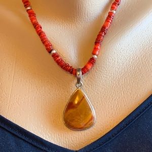 Mookaite and sterling pendant necklace